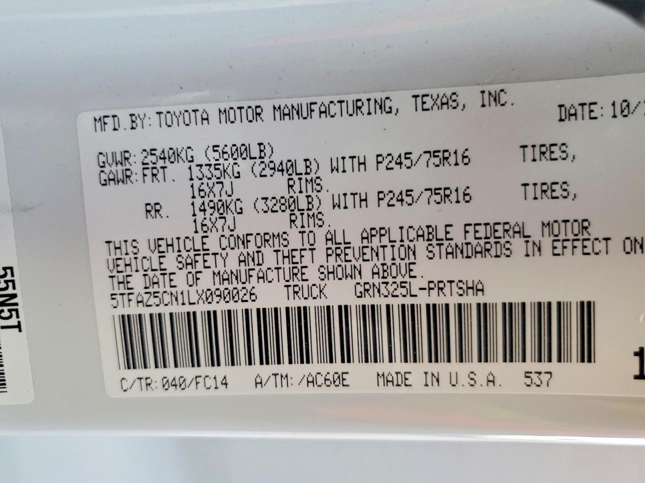 2020 TOYOTA TACOMA