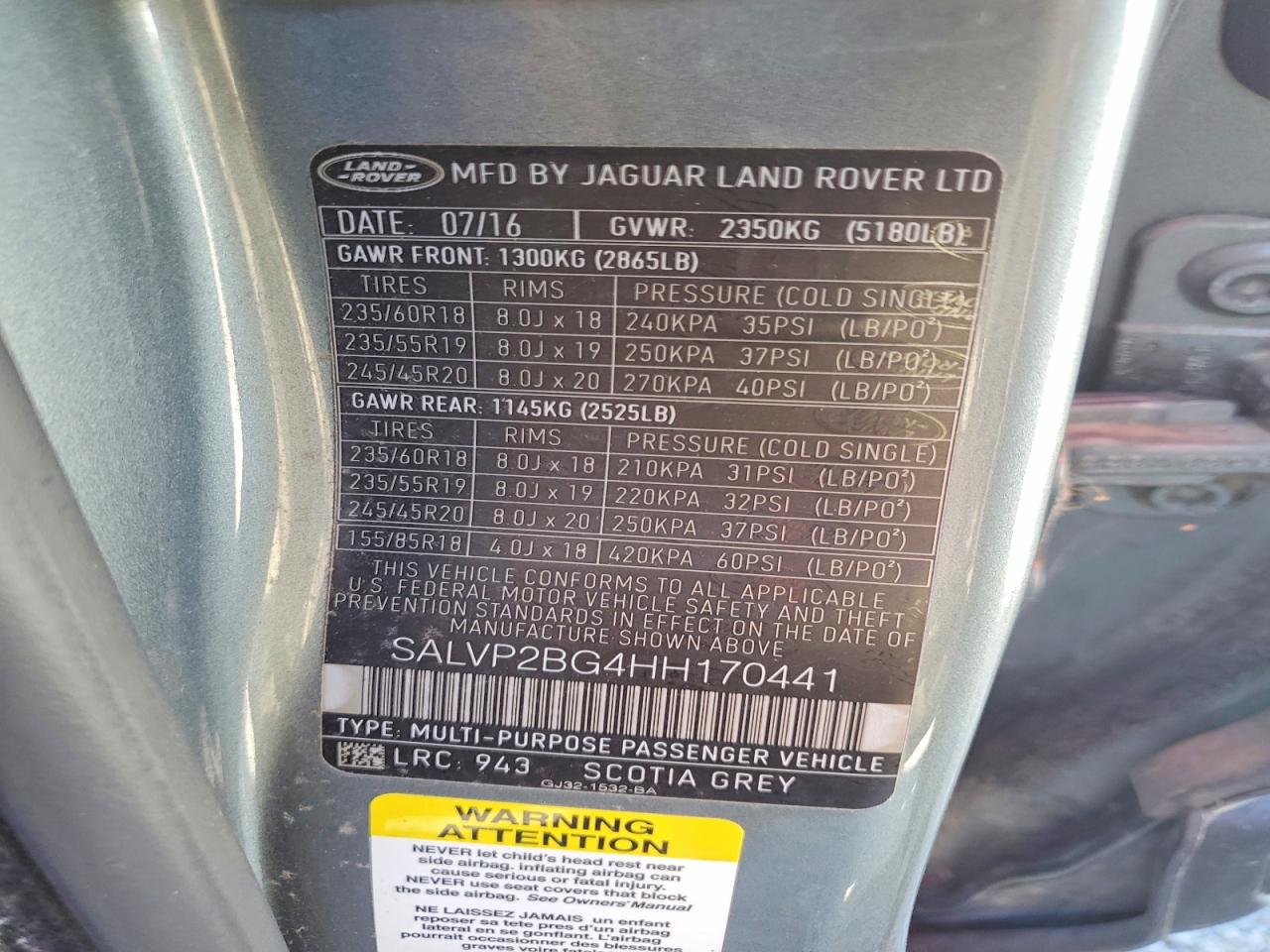 2017 LAND ROVER RANGEROVER
