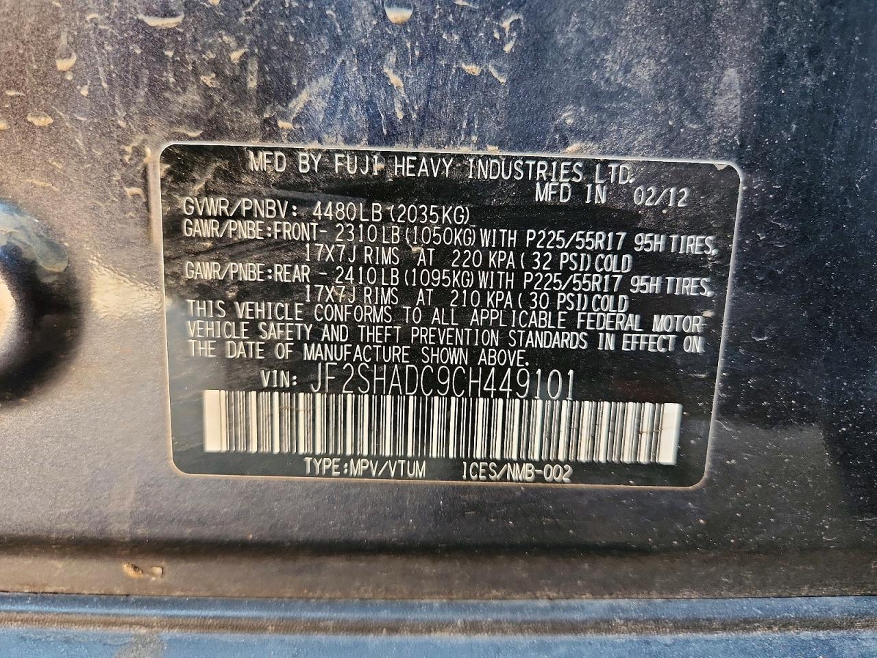2012 SUBARU FORESTER