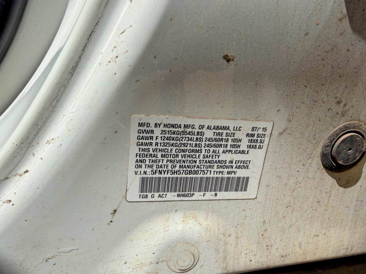 2016 HONDA PILOT