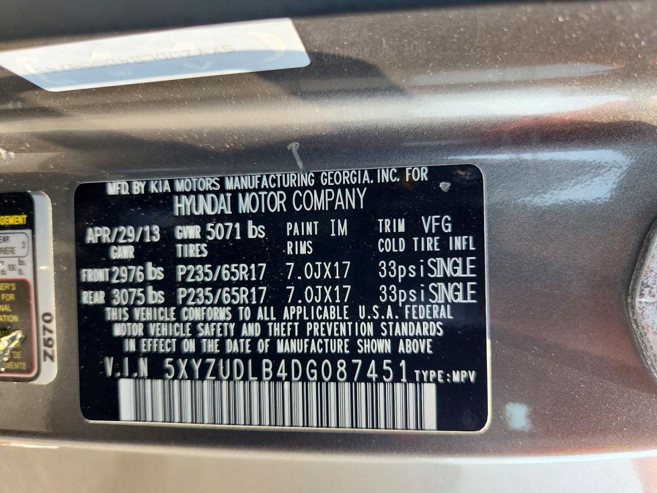 2013 HYUNDAI SANTA FE