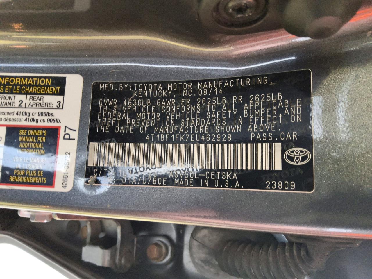 2014 TOYOTA CAMRY