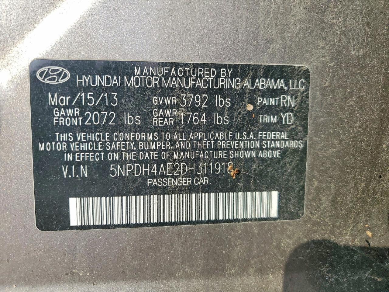 2013 HYUNDAI ELANTRA