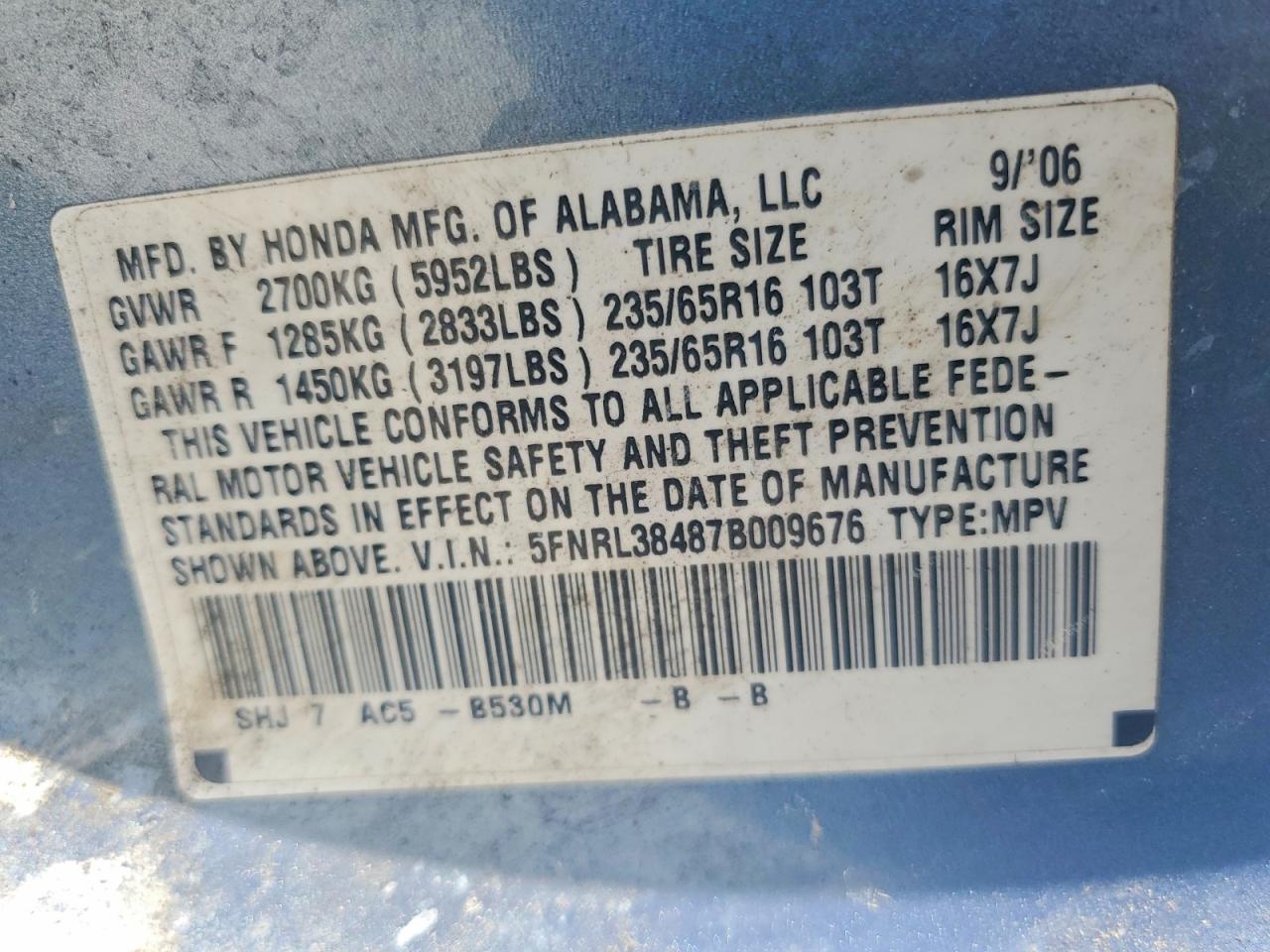 2007 HONDA ODYSSEY