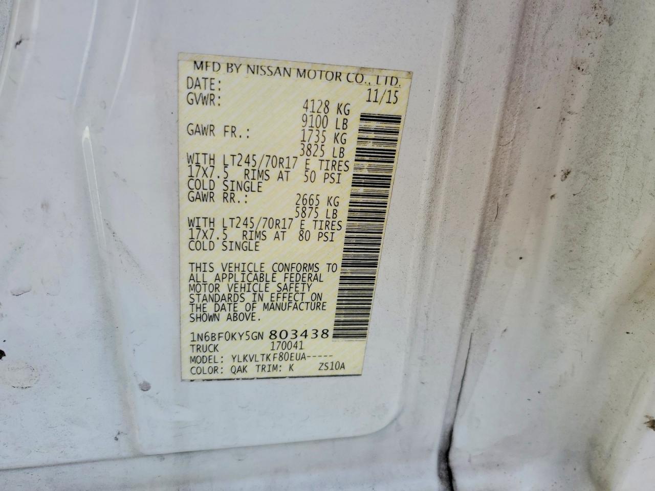 2016 NISSAN NV