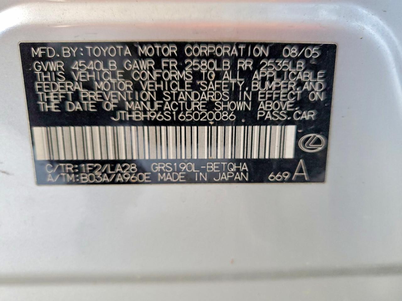 2006 LEXUS GS300