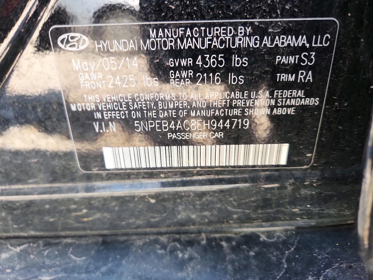 2014 HYUNDAI SONATA