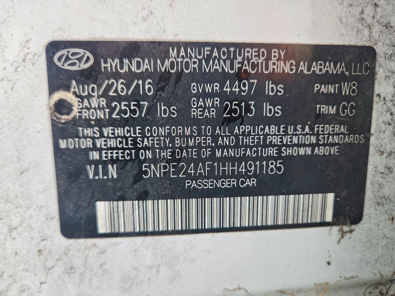 2017 HYUNDAI SONATA