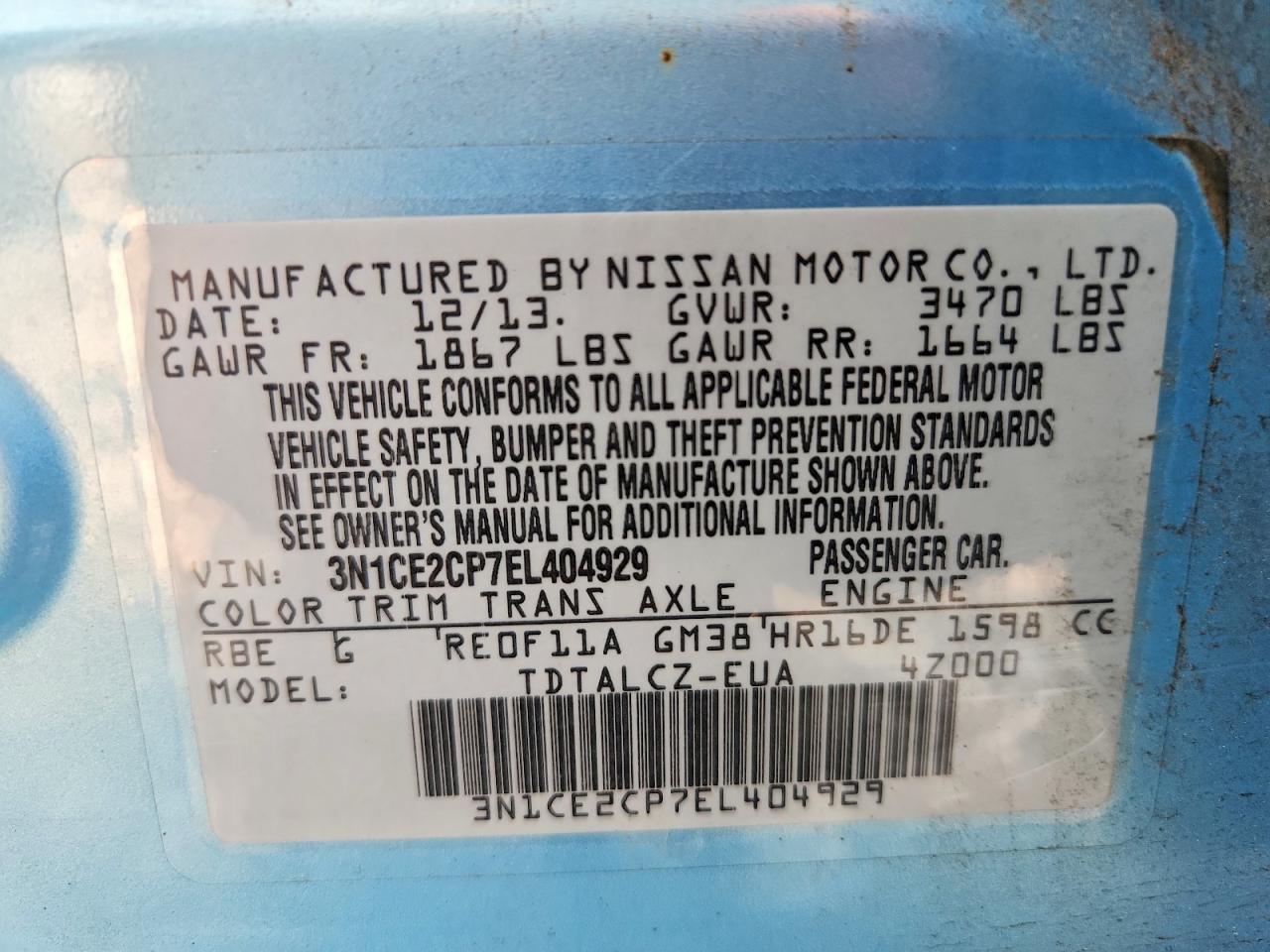 2014 NISSAN VERSA