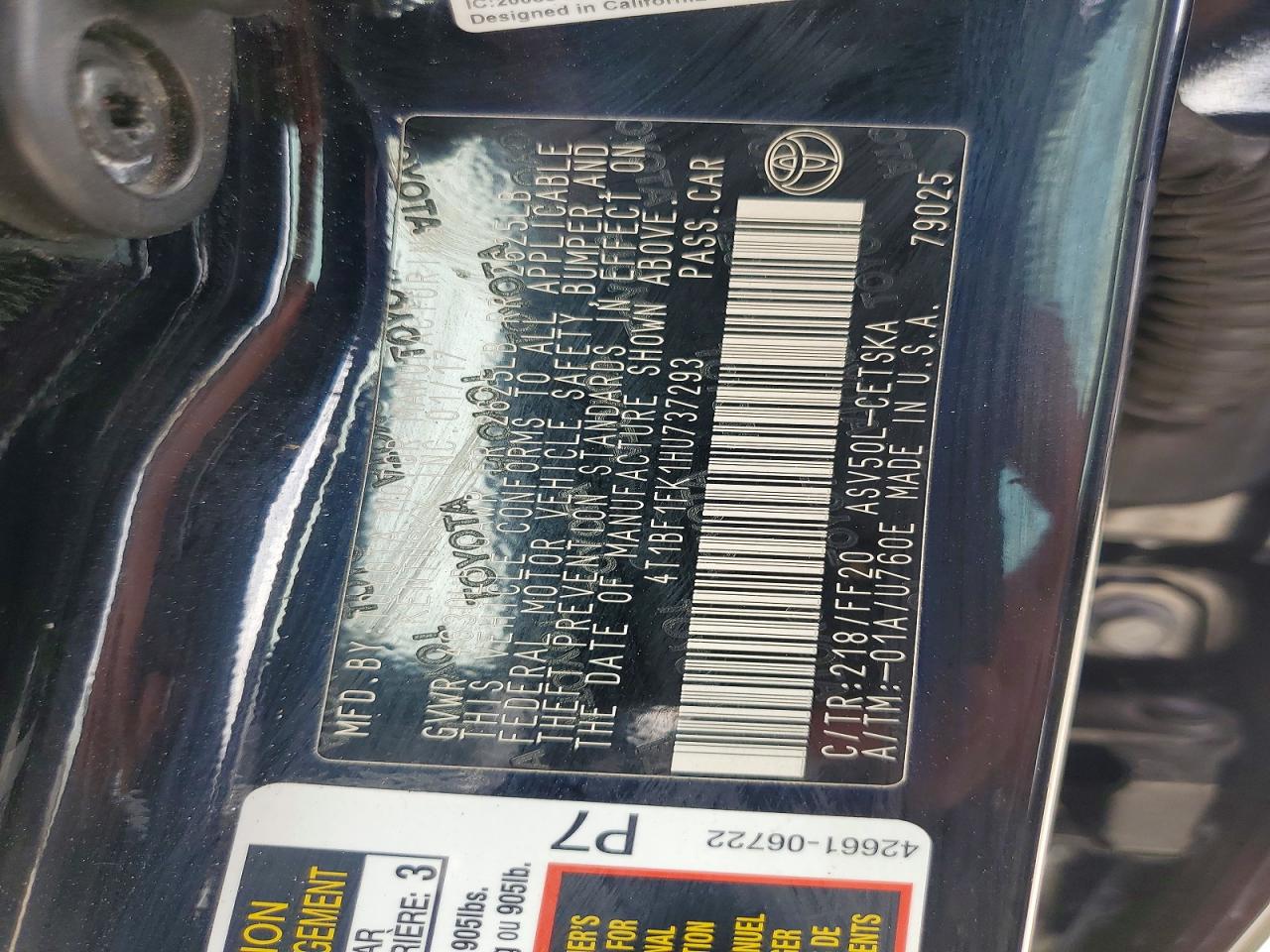 2017 TOYOTA CAMRY