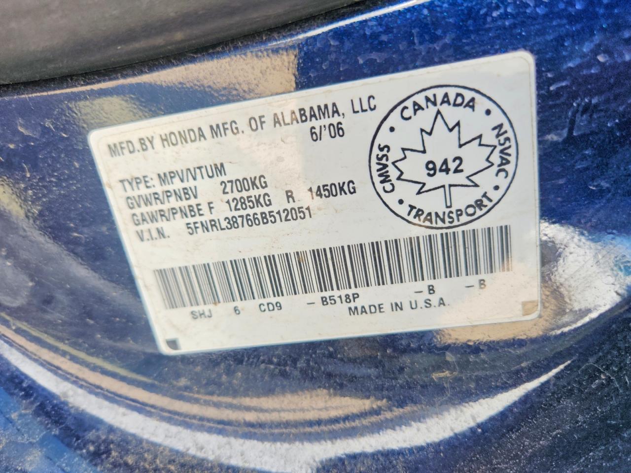 2006 HONDA ODYSSEY