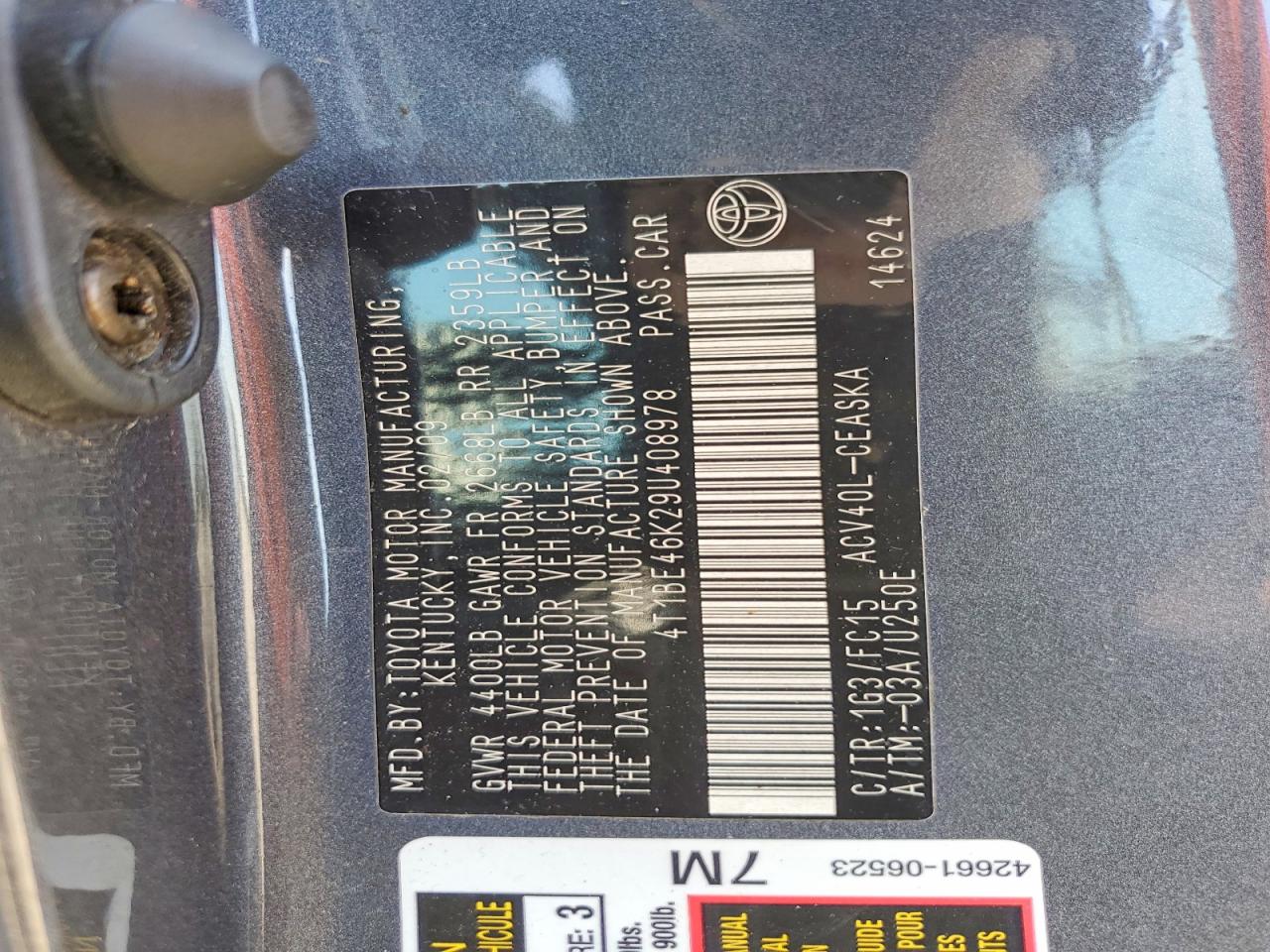 2009 TOYOTA CAMRY