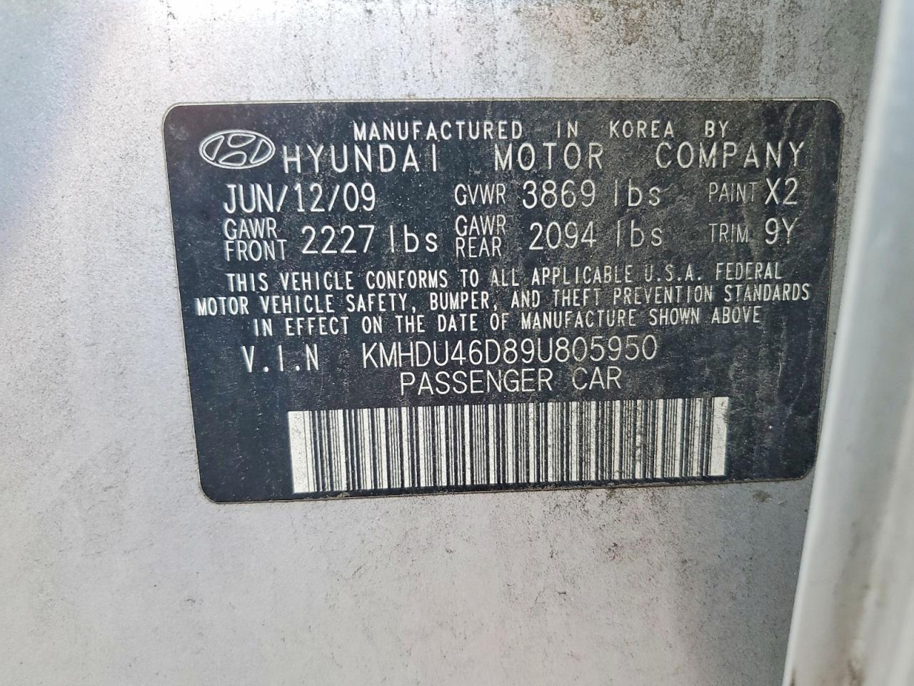 2009 HYUNDAI ELANTRA