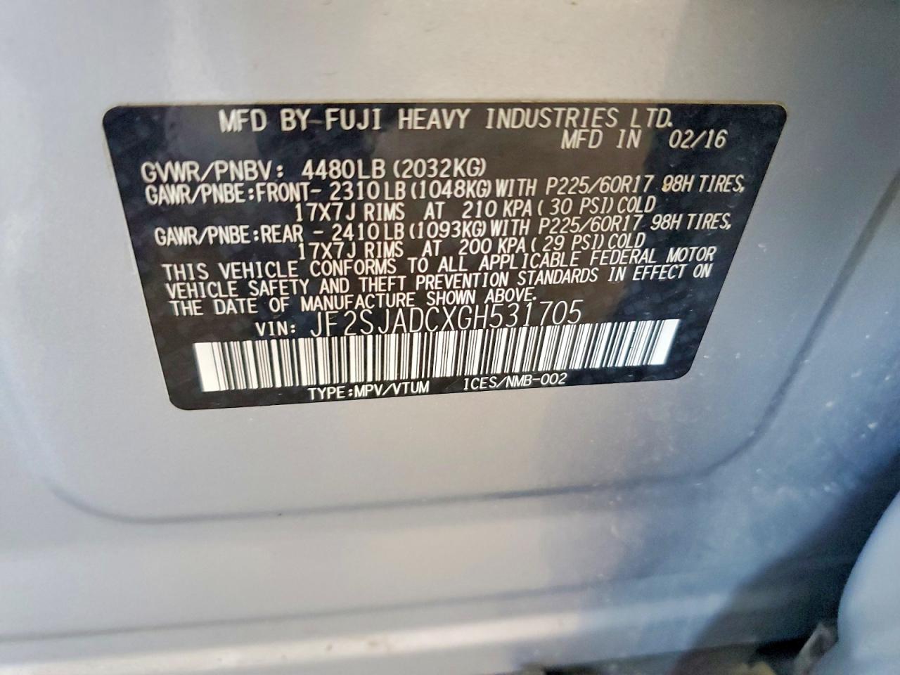 2016 SUBARU FORESTER
