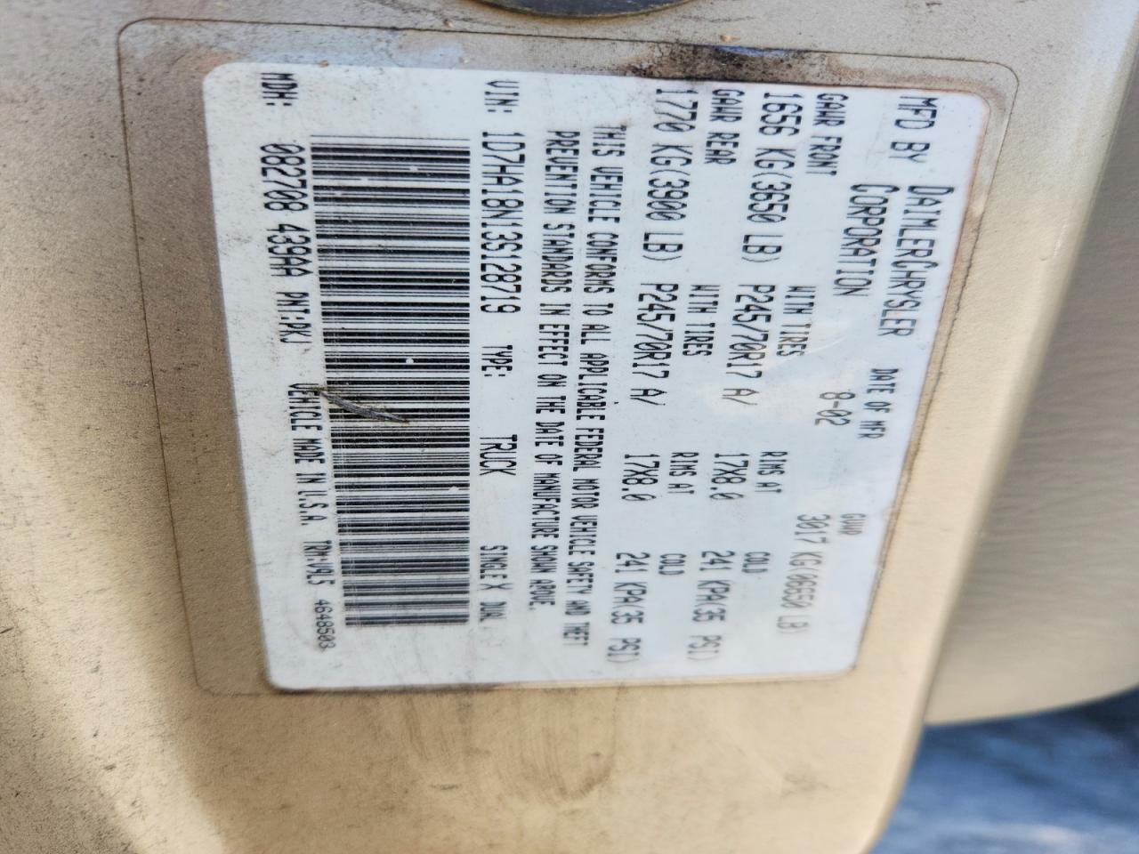 2003 DODGE RAM 1500