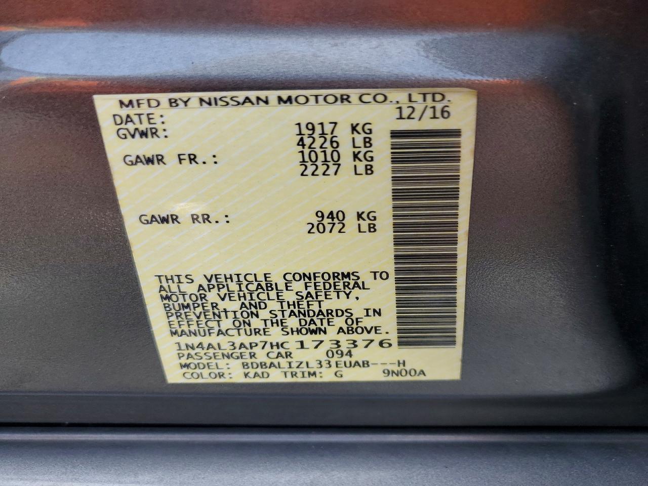 2017 NISSAN ALTIMA