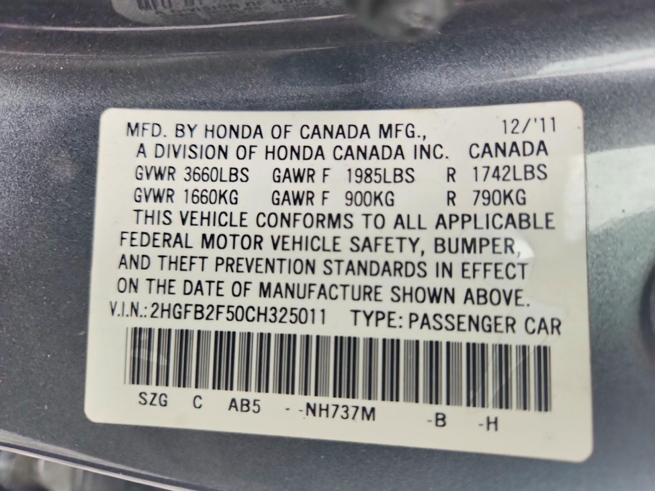 2012 HONDA CIVIC