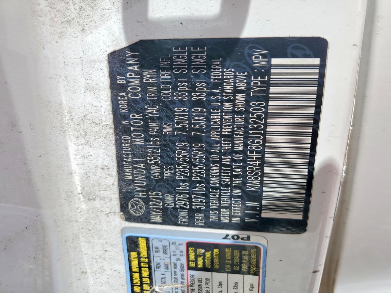 2016 HYUNDAI SANTA FE