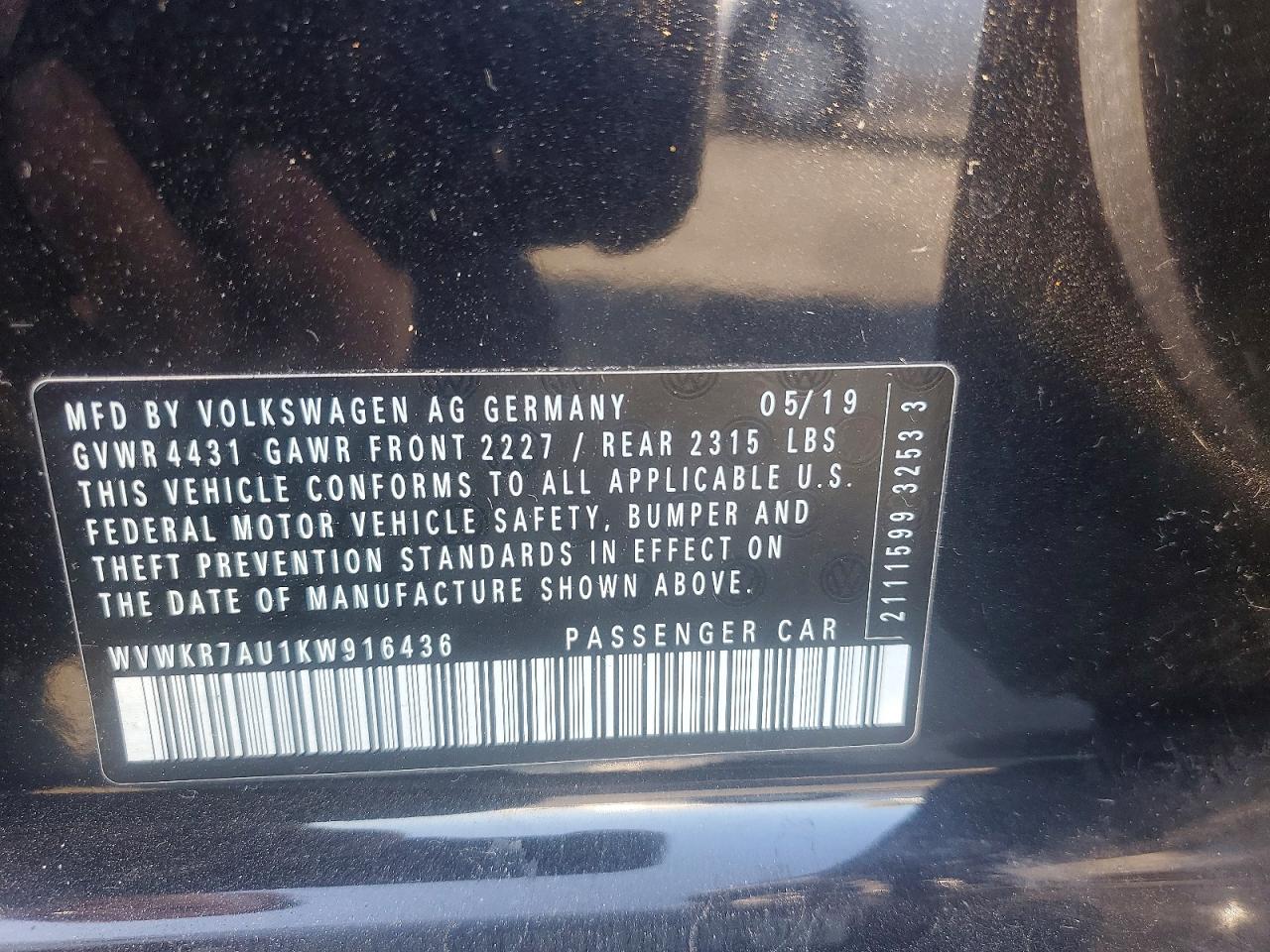 2019 VOLKSWAGEN GOLF
