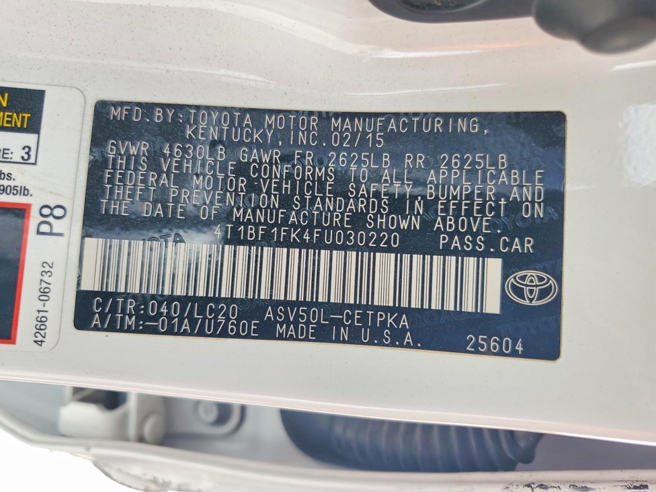 2015 TOYOTA CAMRY