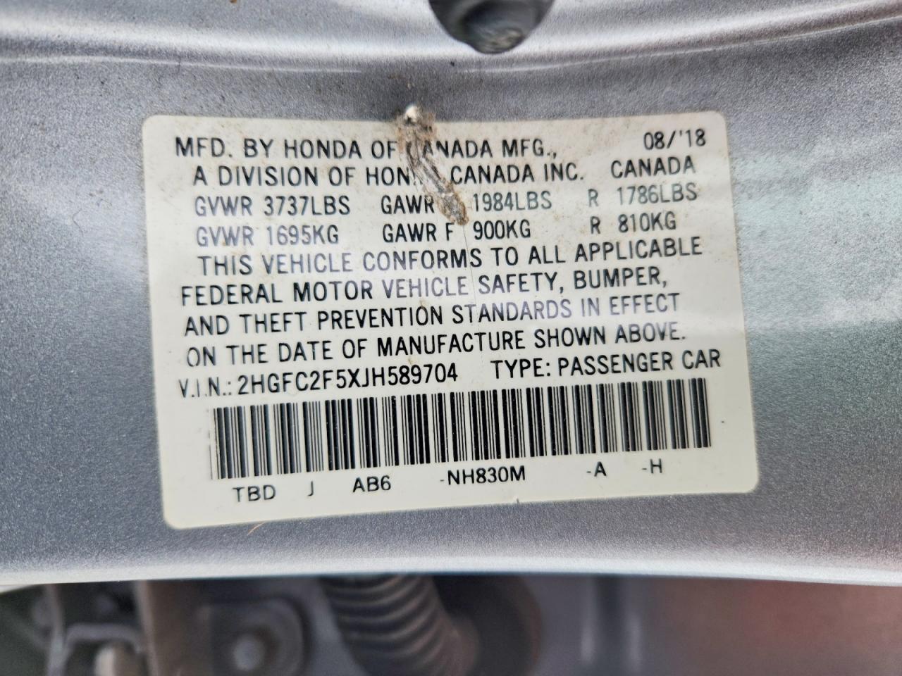 2018 HONDA CIVIC