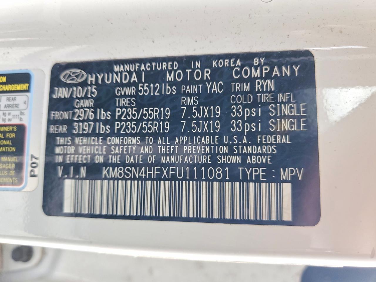 2015 HYUNDAI SANTA FE