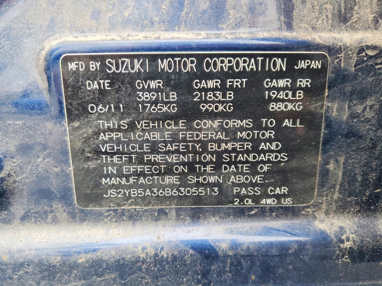 2011 SUZUKI SX4