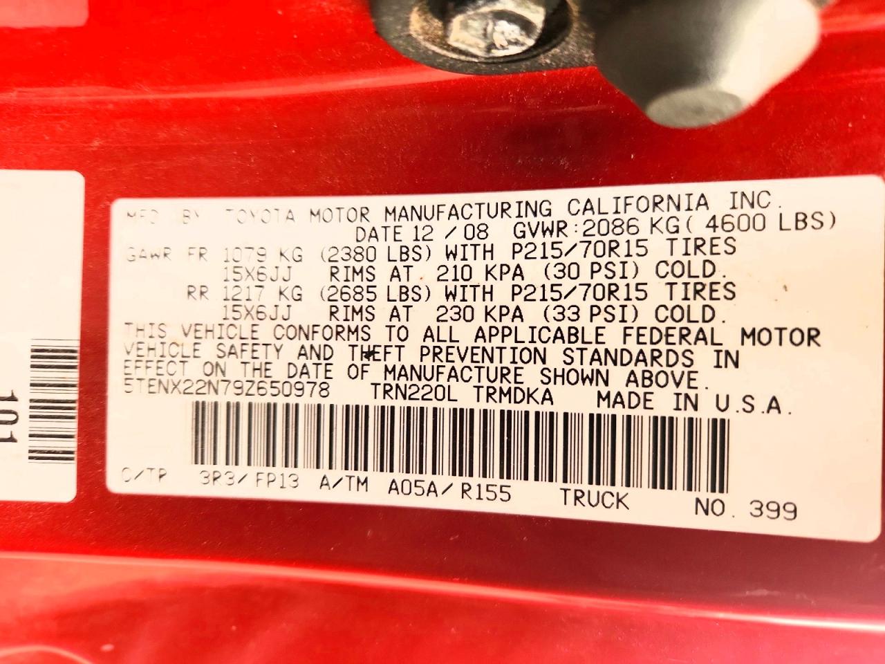 2009 TOYOTA TACOMA