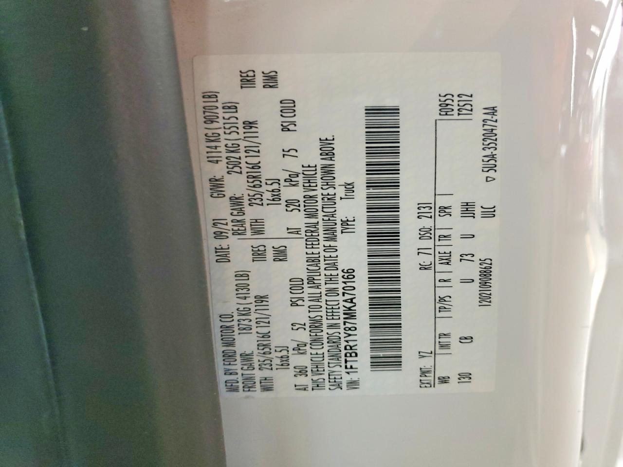 2021 FORD TRANSIT