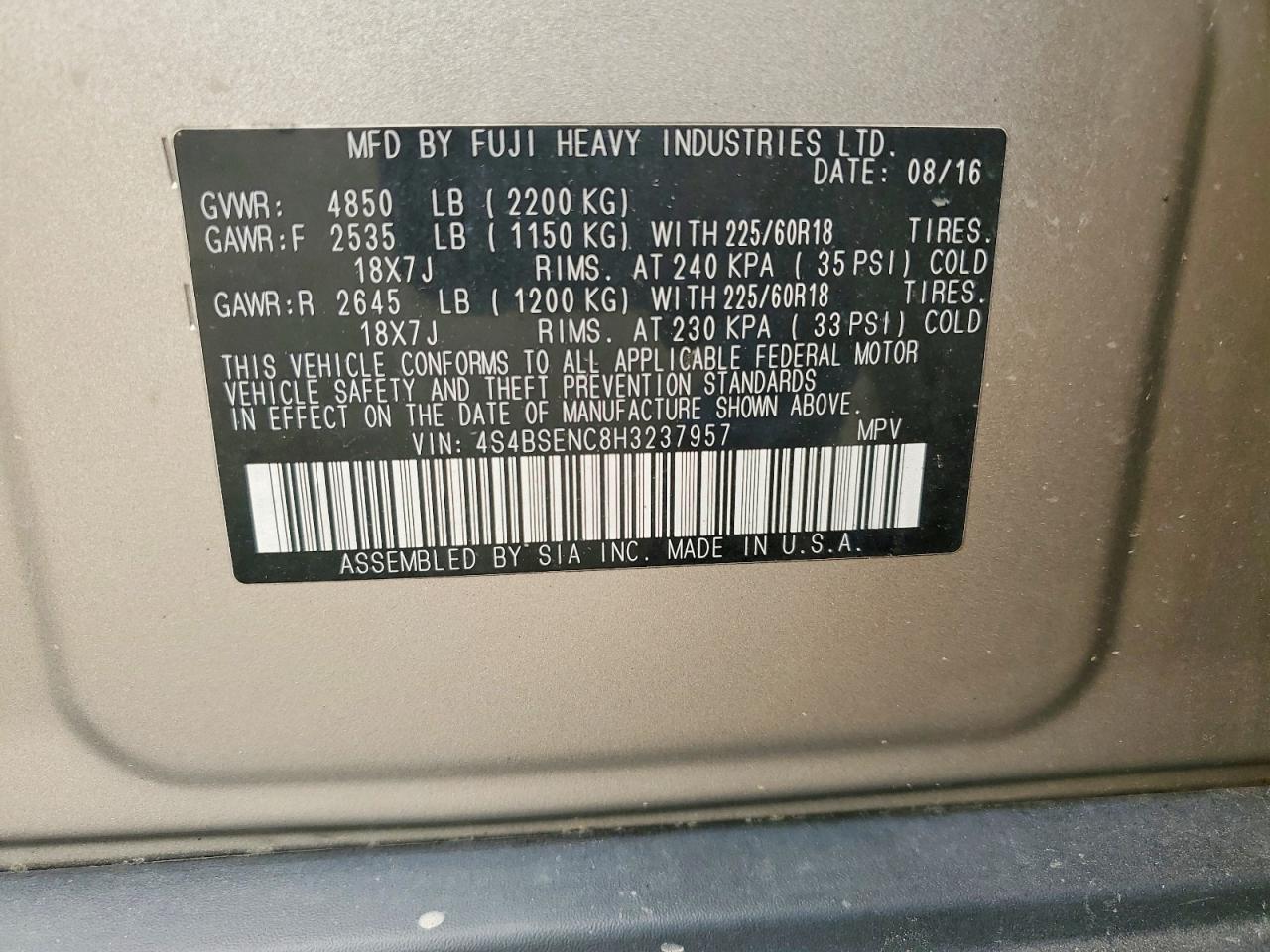 2017 SUBARU OUTBACK
