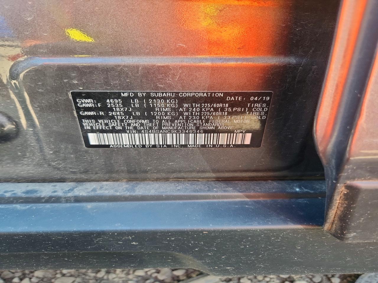 2019 SUBARU OUTBACK
