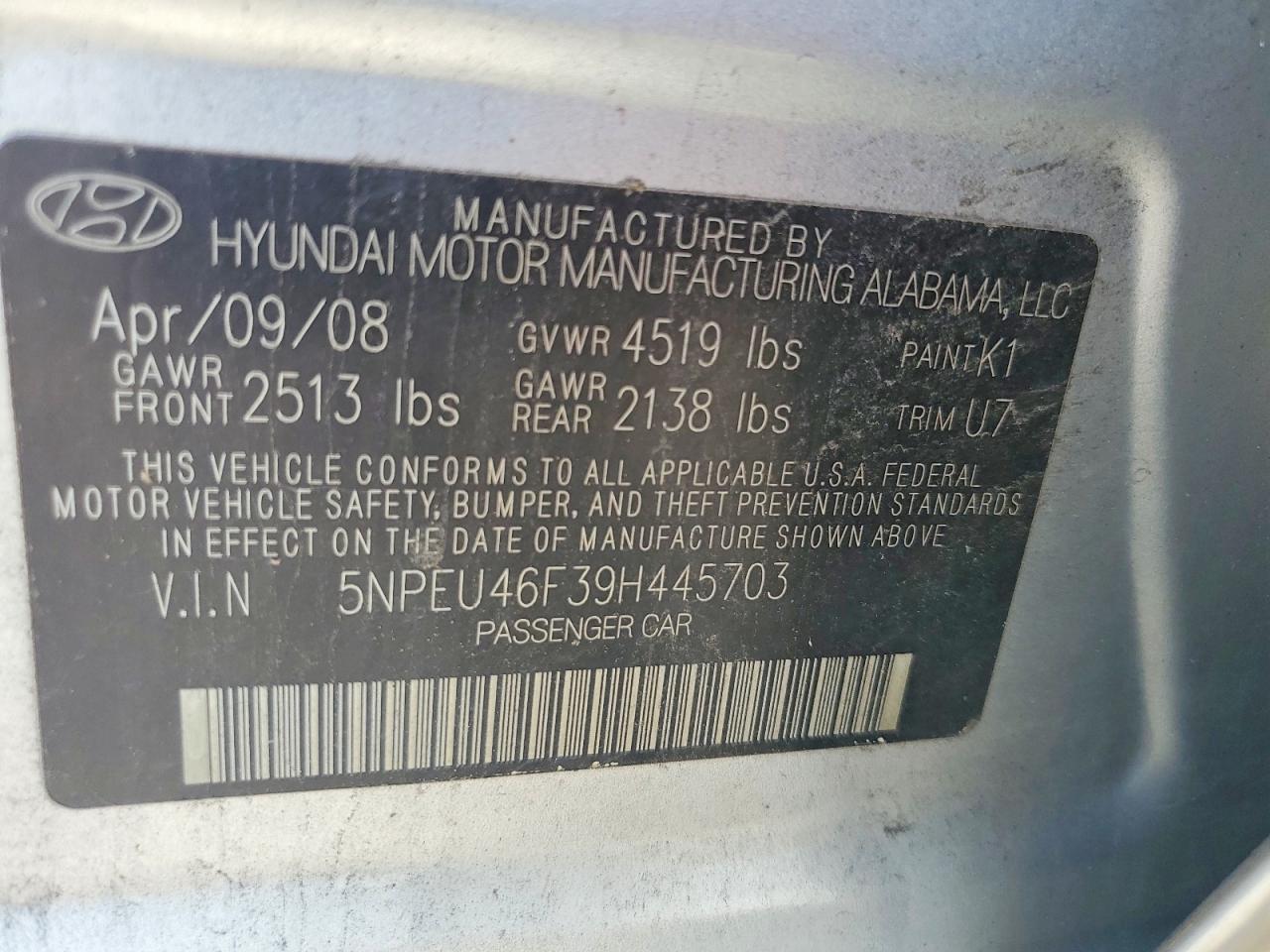 2009 HYUNDAI SONATA