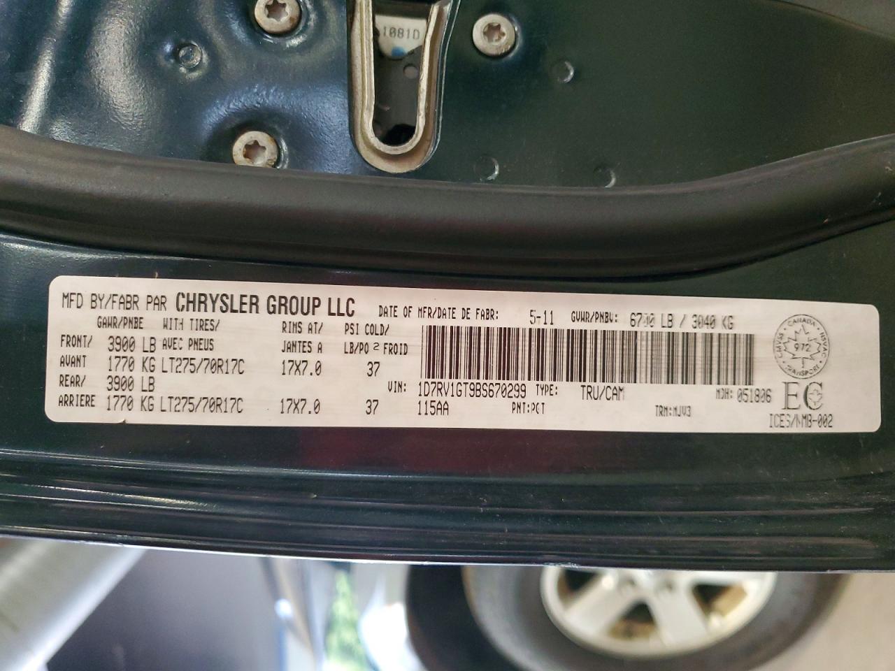 2011 DODGE RAM 1500