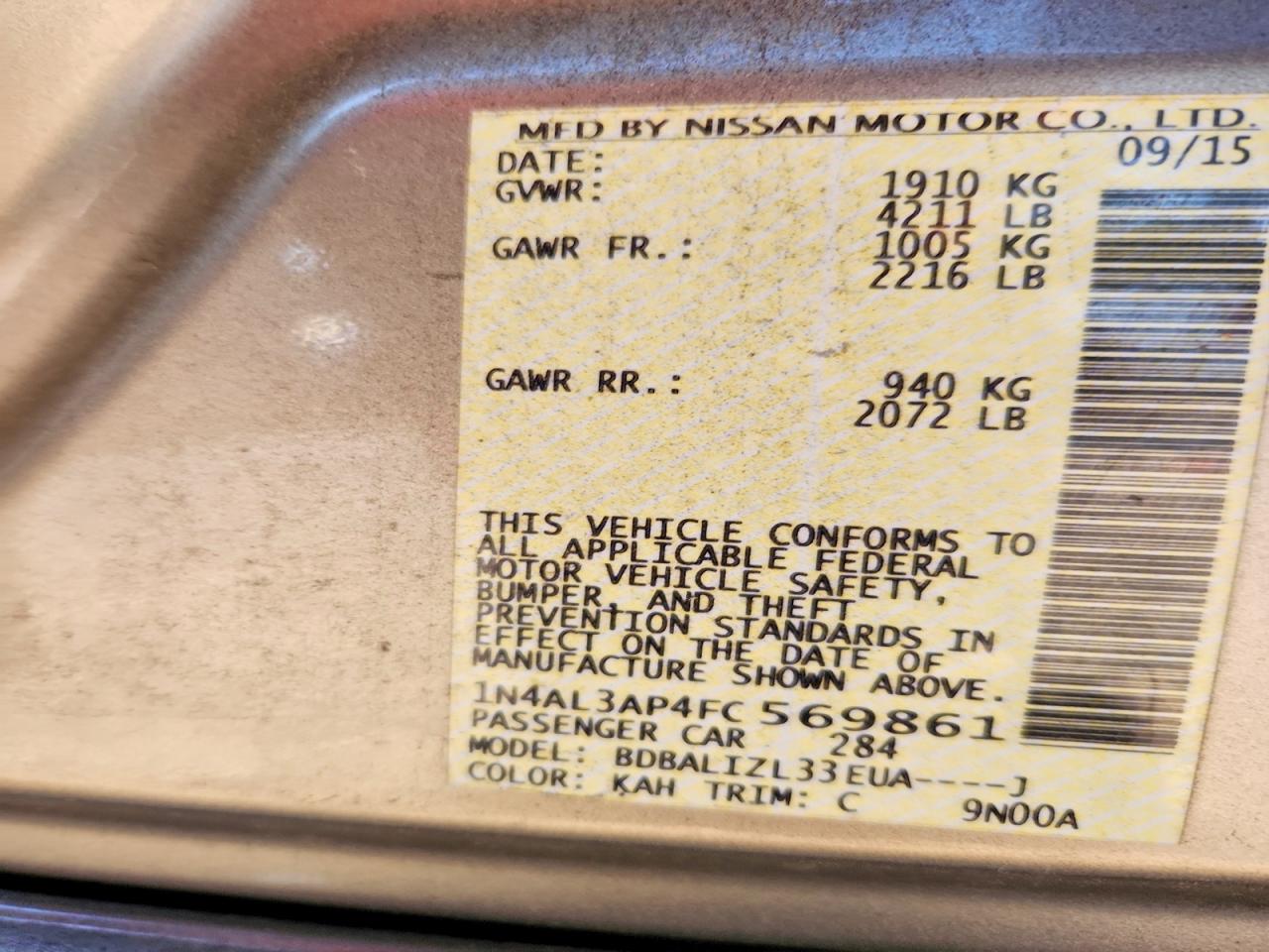 2015 NISSAN ALTIMA
