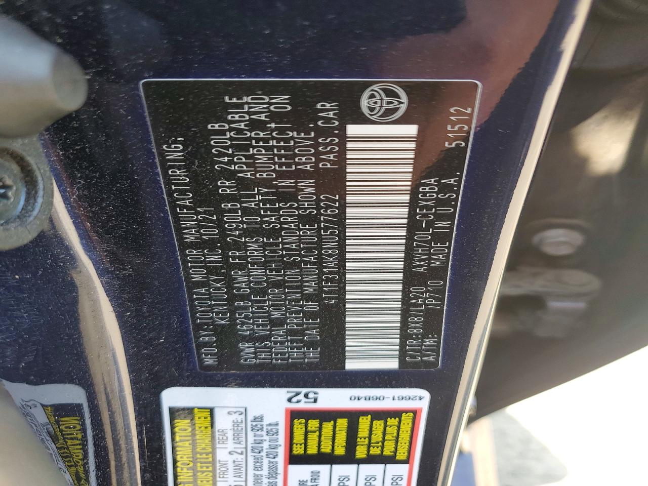 2022 TOYOTA CAMRY