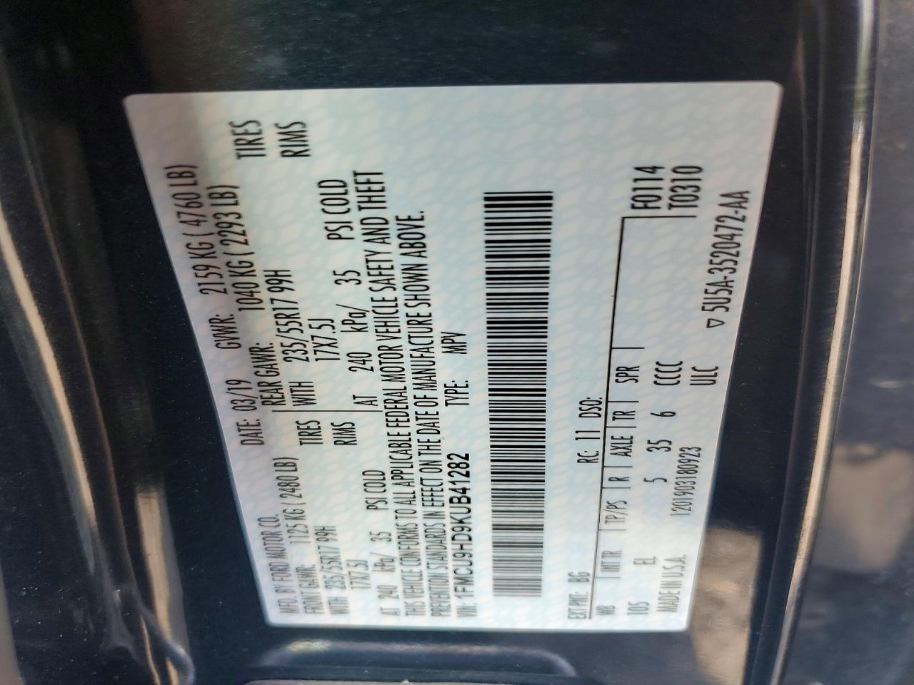 2019 FORD ESCAPE