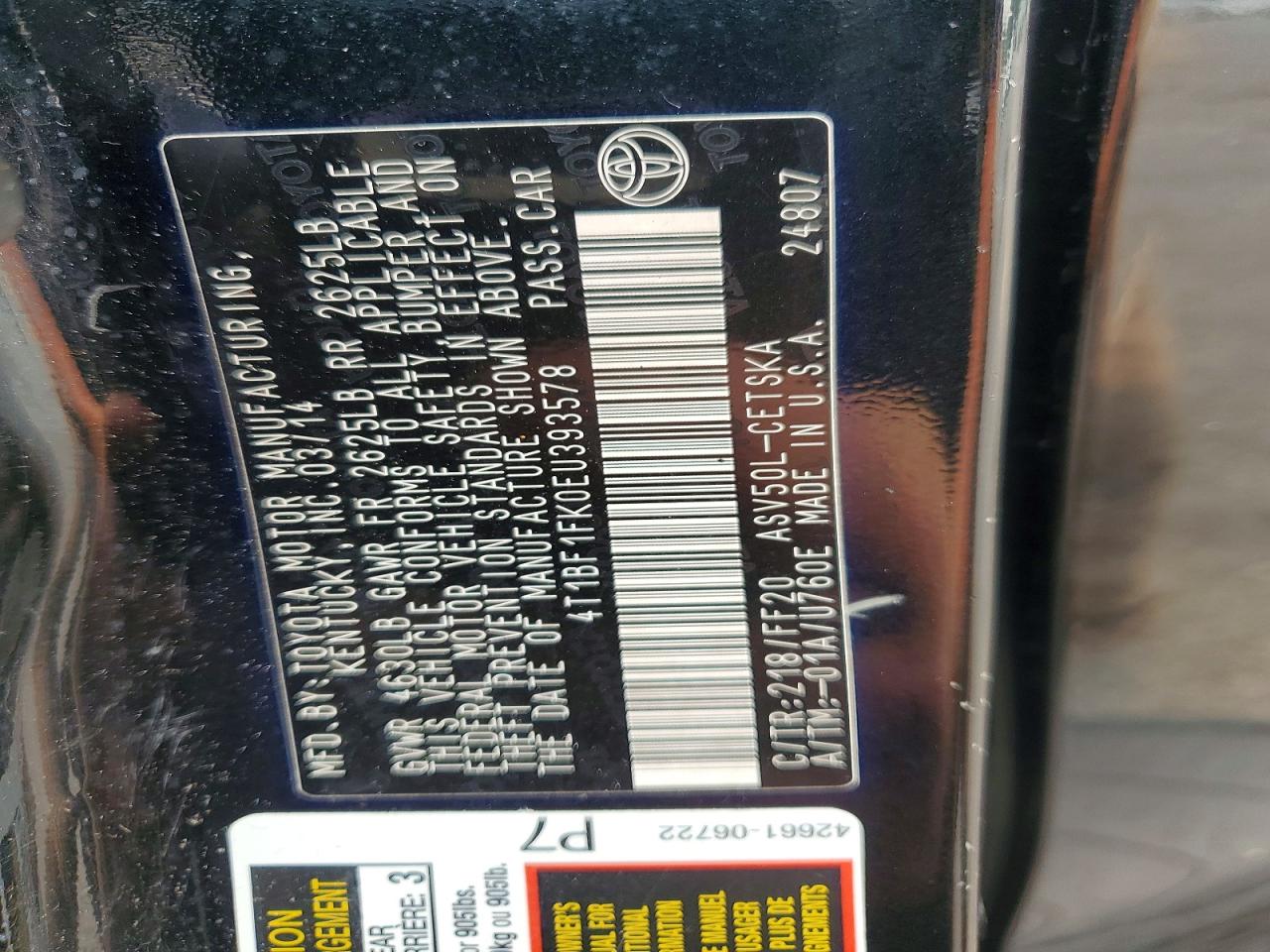 2014 TOYOTA CAMRY