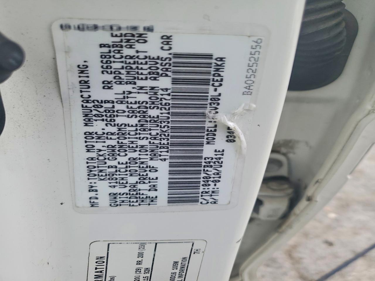 2003 TOYOTA CAMRY