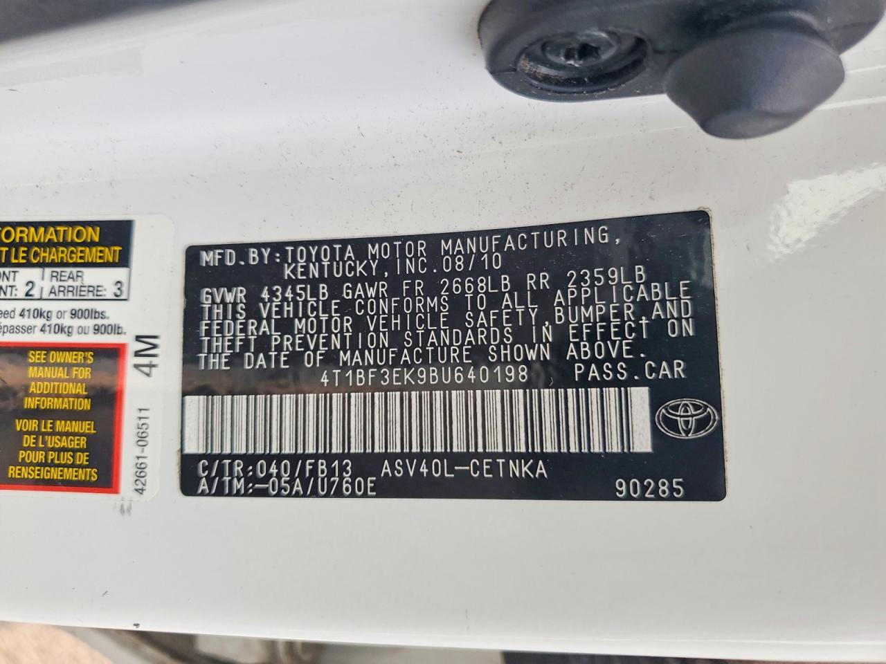 2011 TOYOTA CAMRY