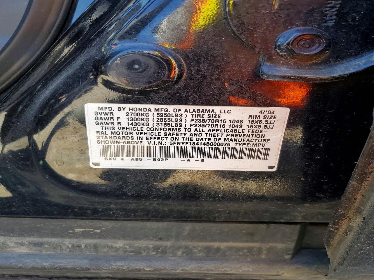 2004 HONDA PILOT