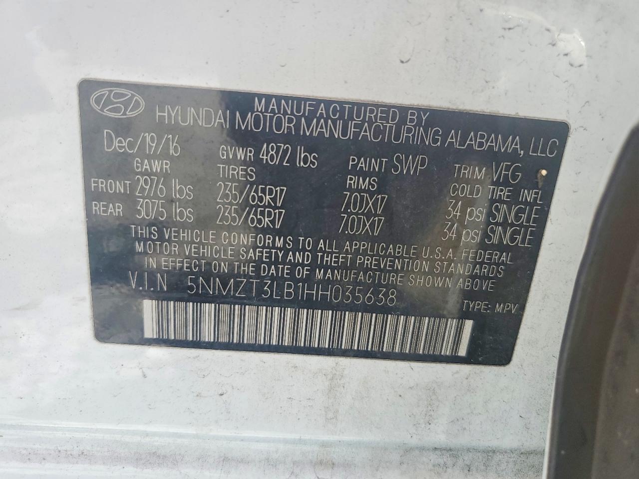 2017 HYUNDAI SANTA FE