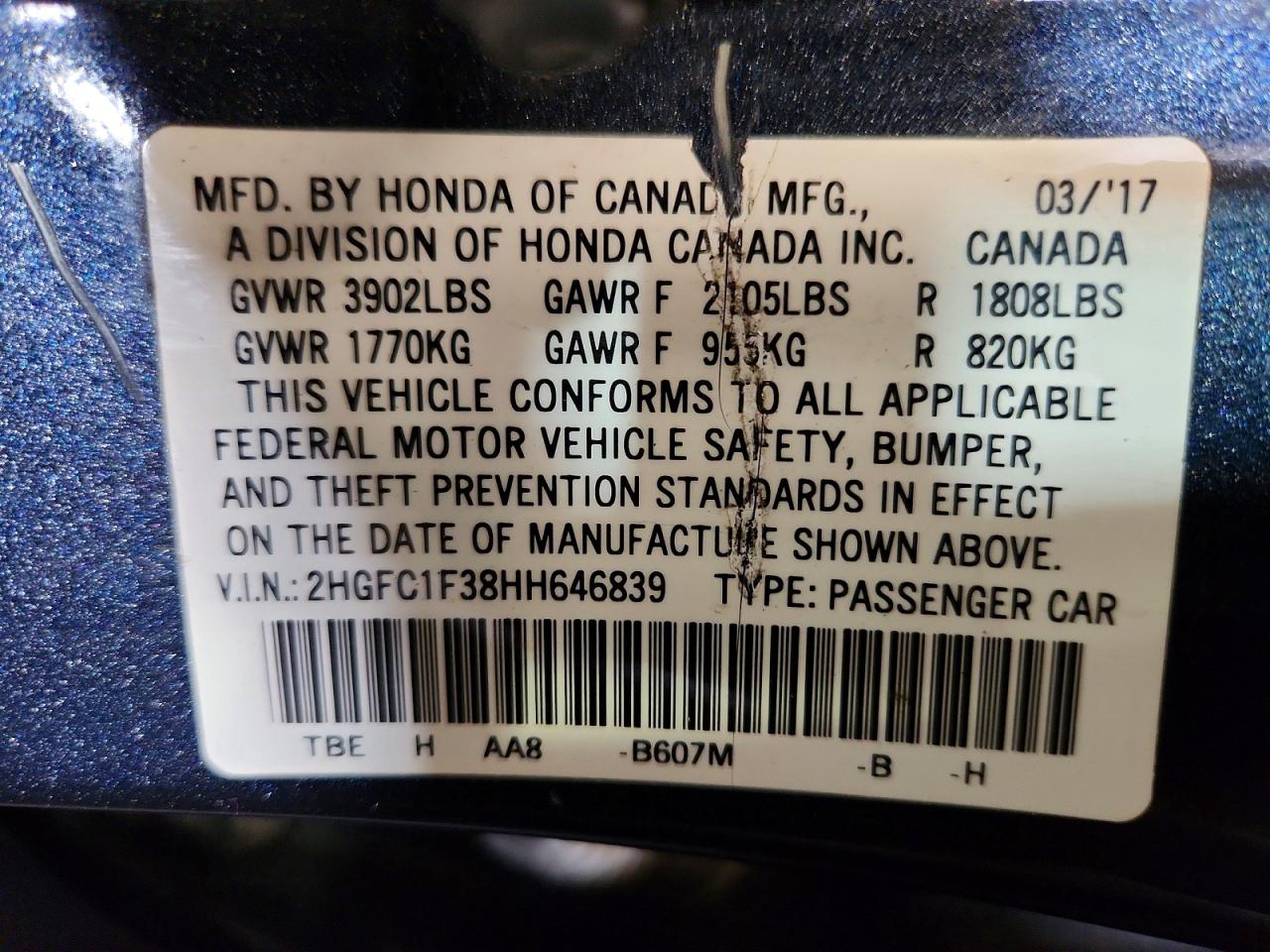 2017 HONDA CIVIC
