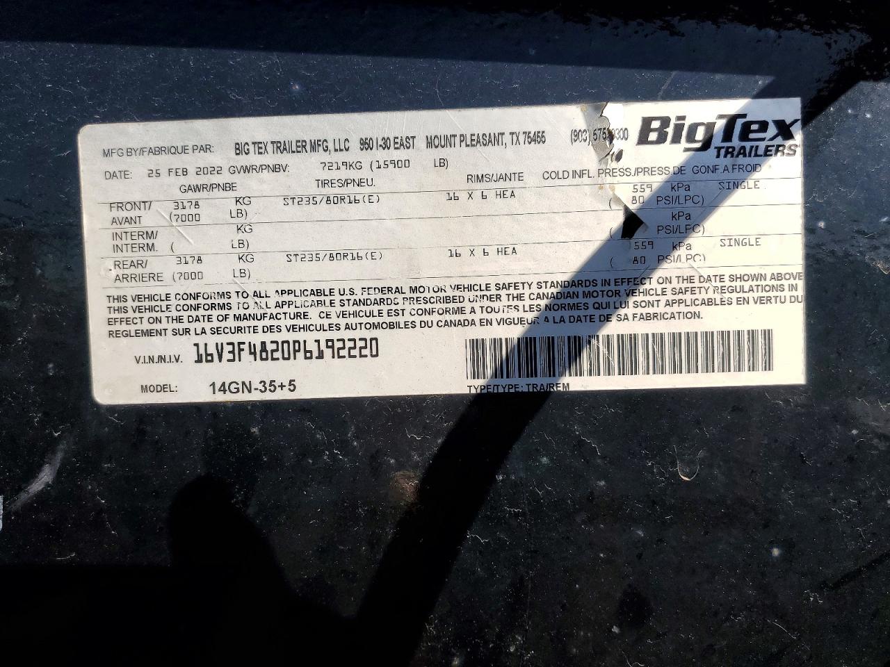 2023 BIG TEX TRAILER CO INC