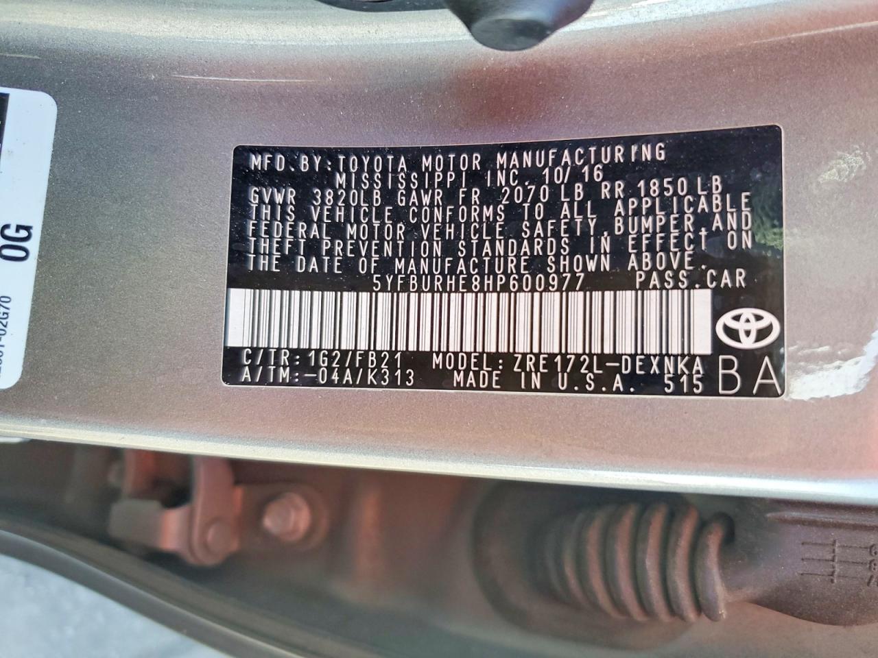 2017 TOYOTA COROLLA