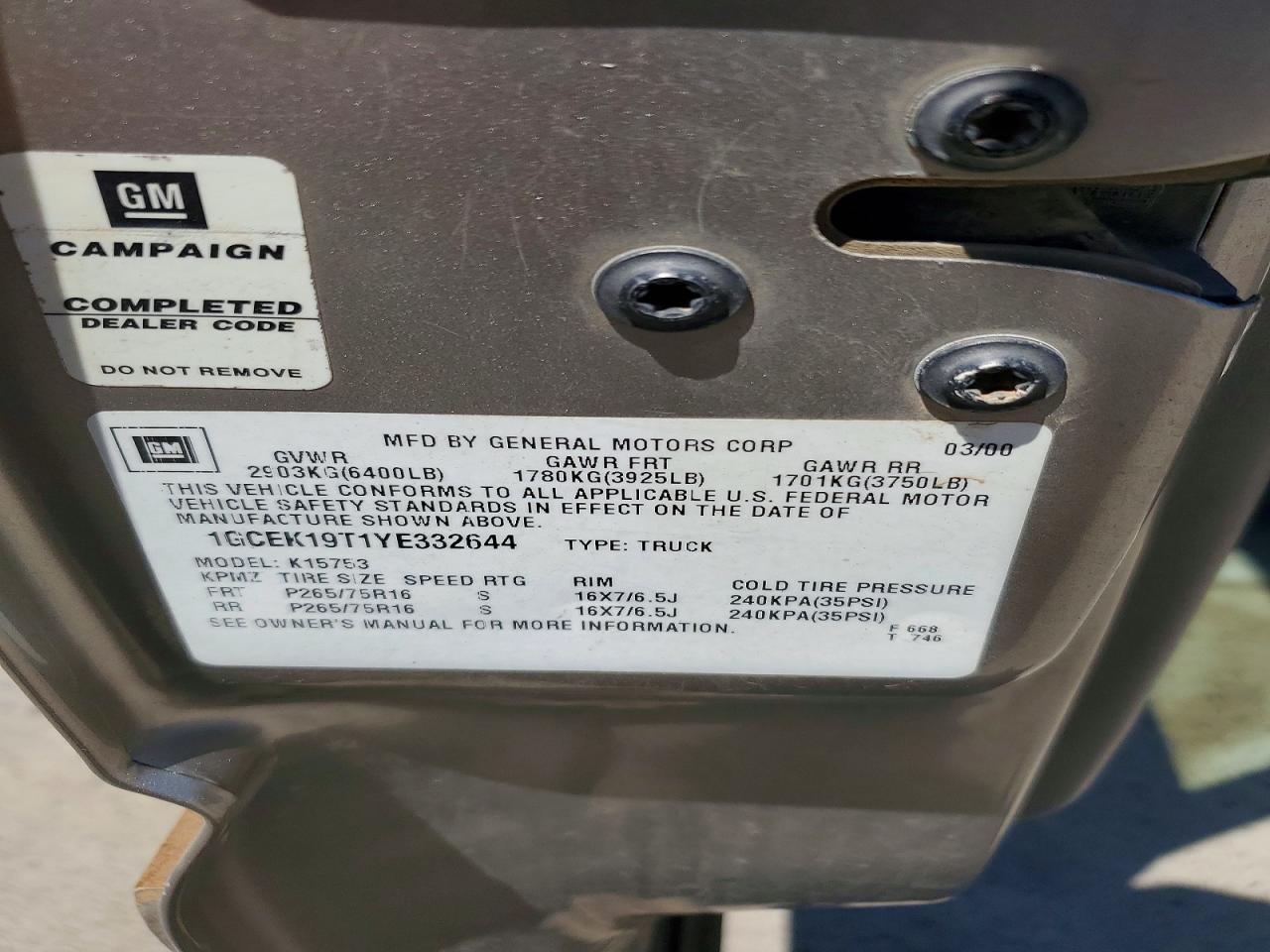 2000 CHEVROLET SILVERADO