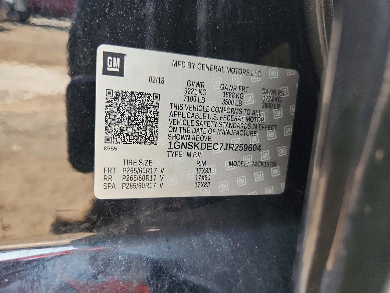 2018 CHEVROLET TAHOE