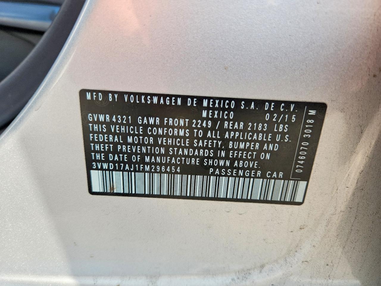 2015 VOLKSWAGEN JETTA