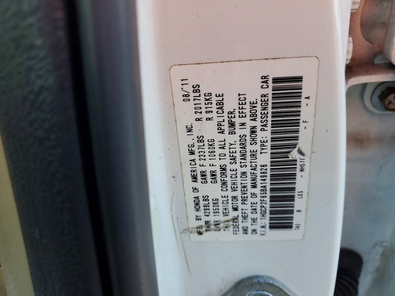 2011 HONDA ACCORD