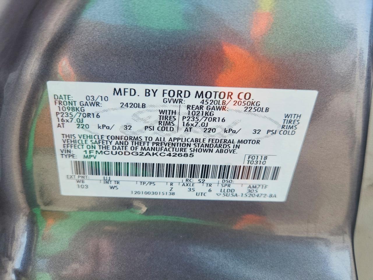 2010 FORD ESCAPE