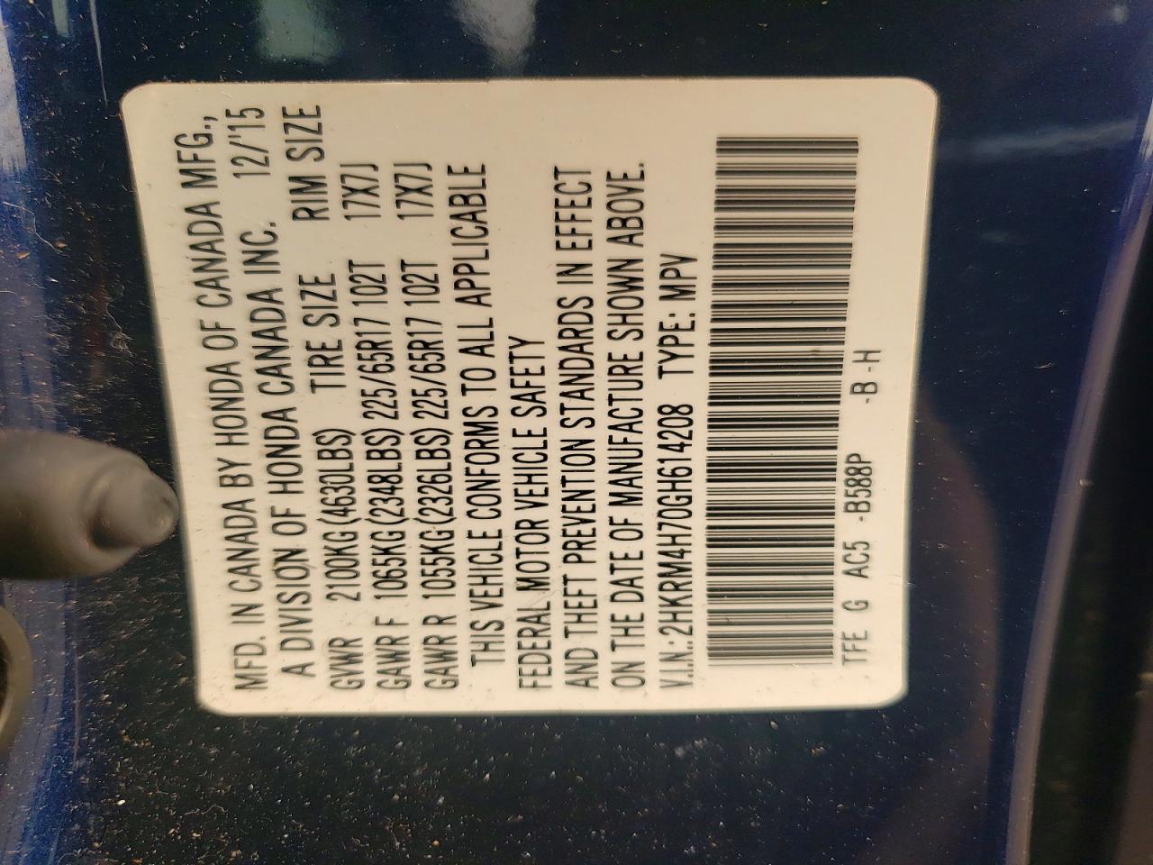 2016 HONDA CRV